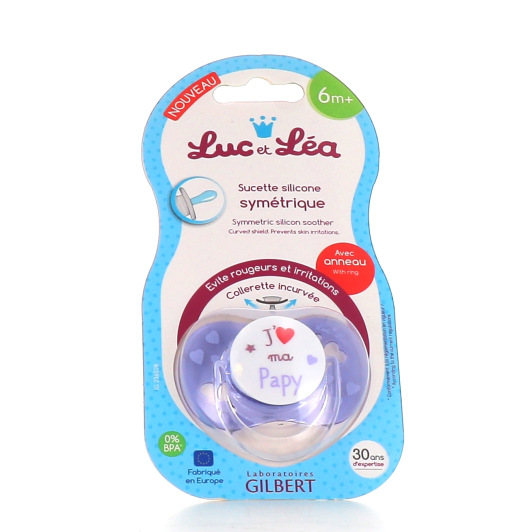 Sucette symétrique en silicone 6-18 mois Luc et Léa