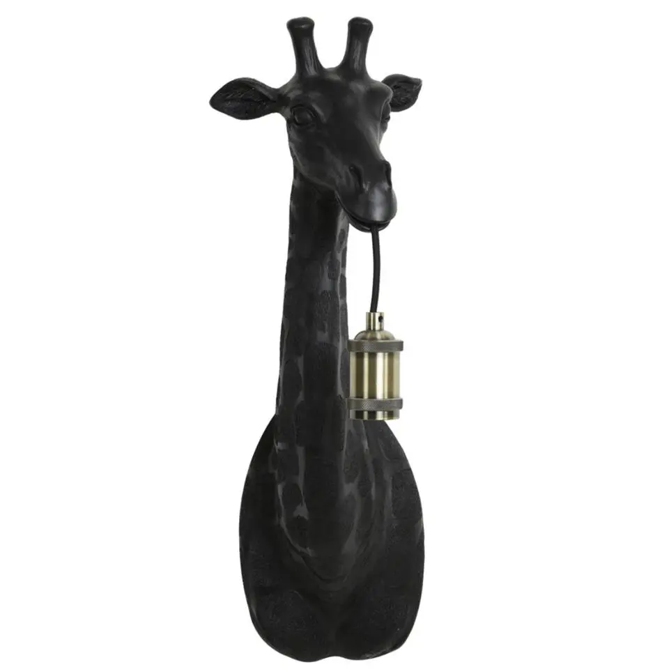 Wandlamp Giraffe - Zwart - 20.5x19x61cm