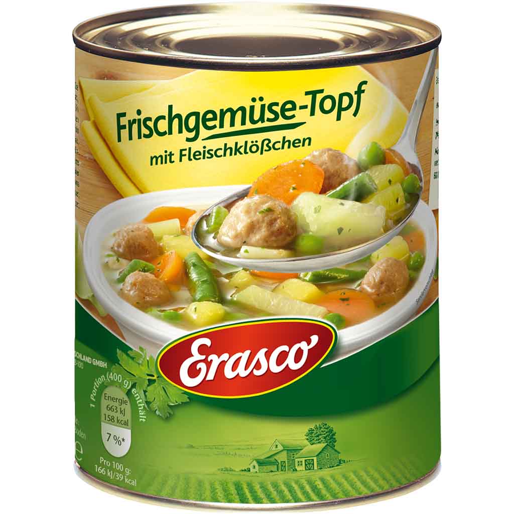 Erasco Eintopf Frischgemüse-Topf mit Fleischklößchen 800g MHD:30.12.27