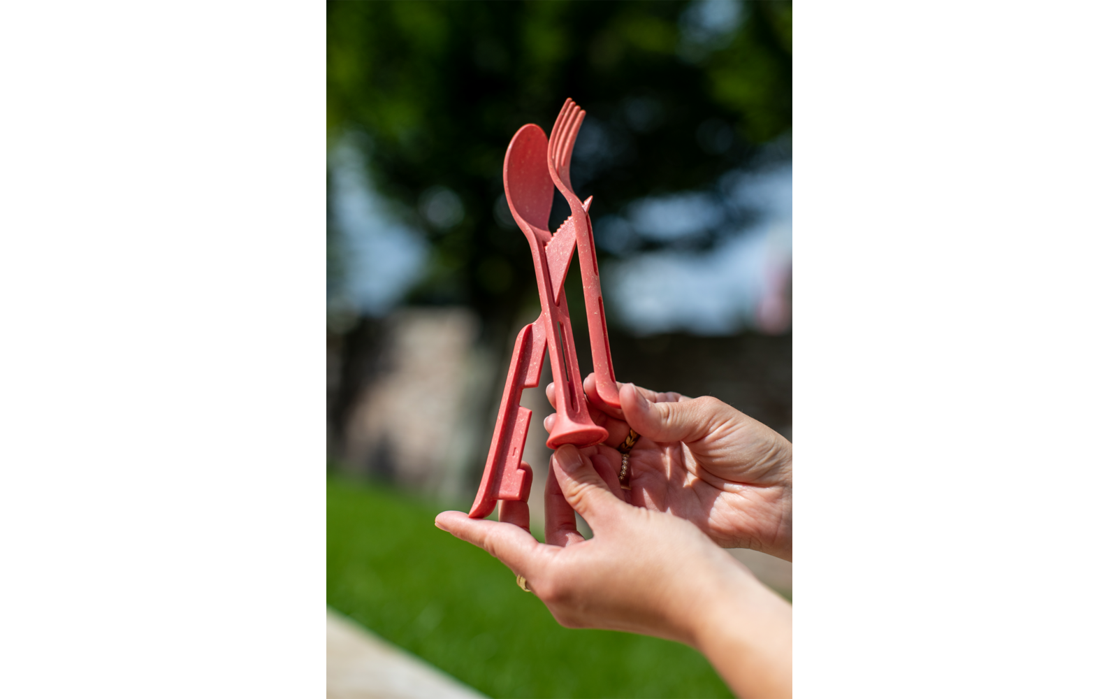 Koziol Klikk Pocket Besteck-Set 3-teilig holz