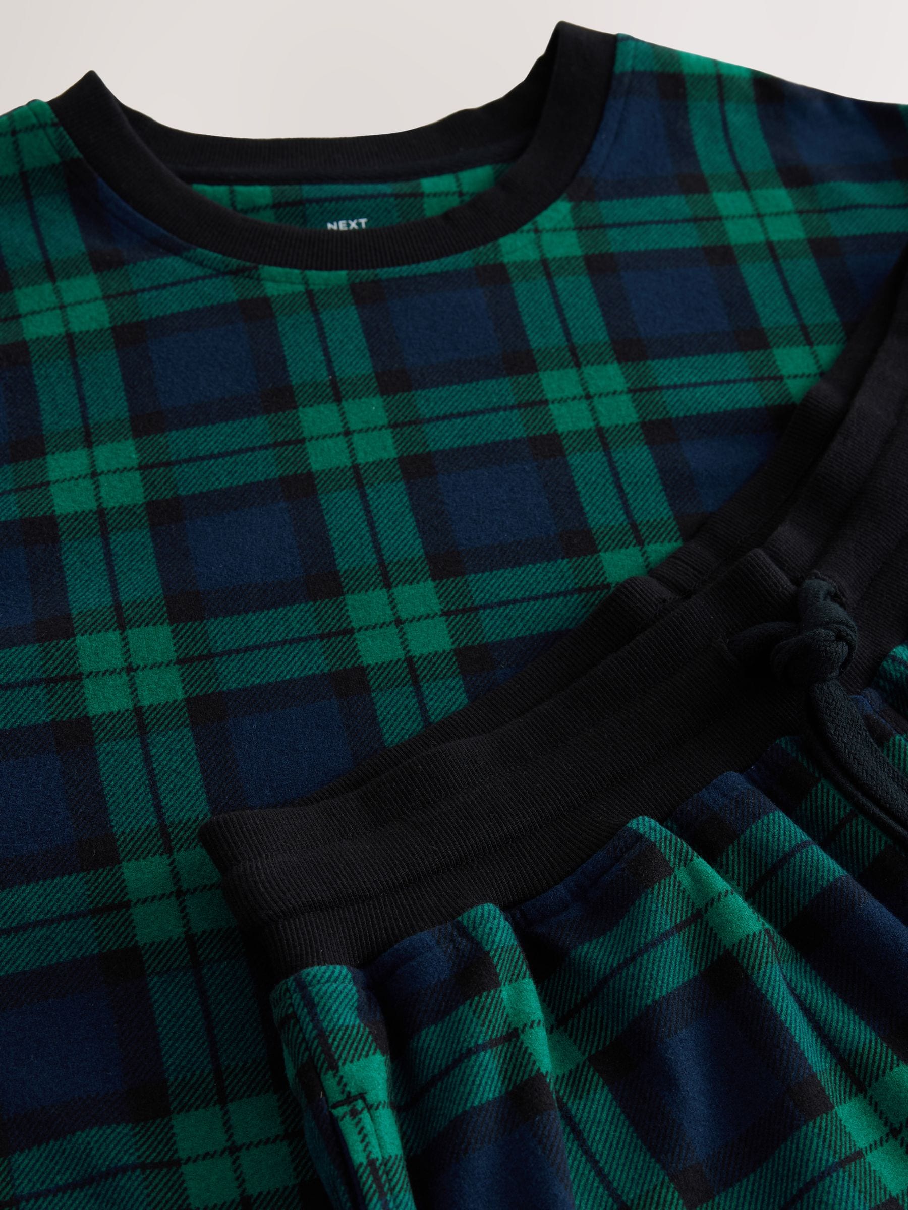 Groen/blauw geruit - Motionflex - Behaaglijke pyjama met lange mouwen en boorden