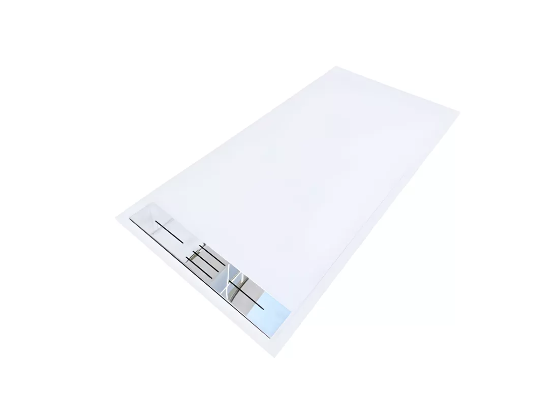 Receveur de douche 90 x 140 cm extra plat LUCIA en SoliCast® surface ardoisée blanc