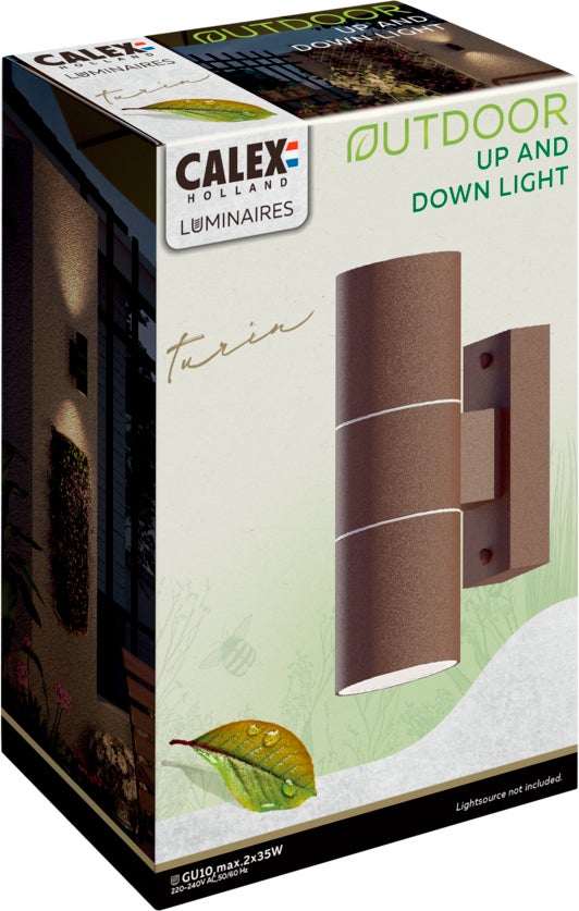 Calex wandlamp Turin roest 10,8 x 6 x 17 cm