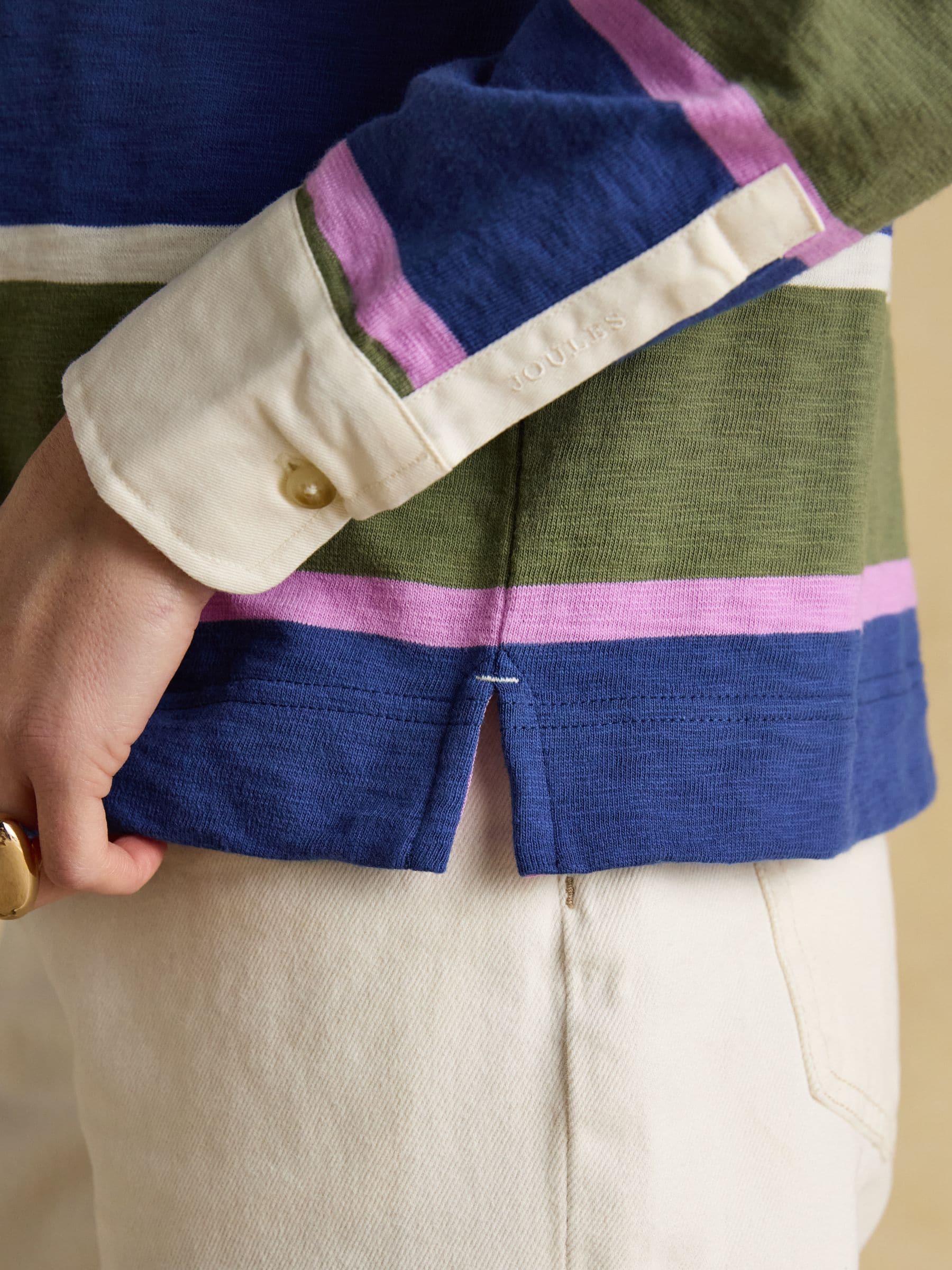 Blauw groen gestreept - Joules Lara boxy fit rugby shirt