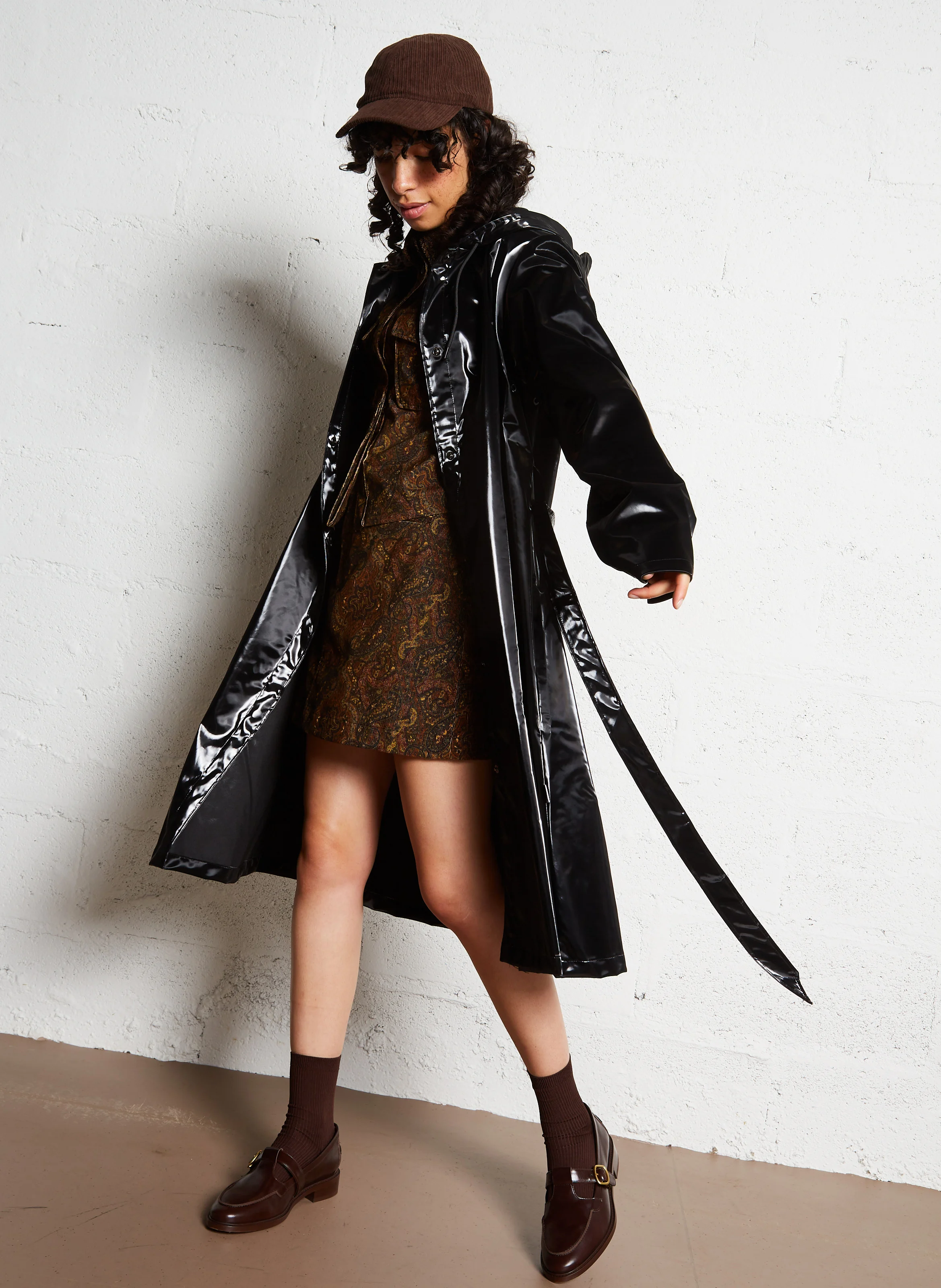 Imperméable droit col rond | Noir