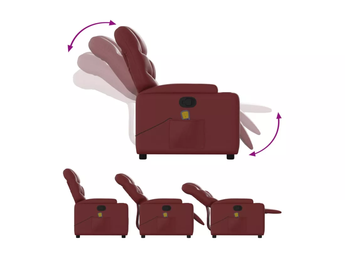 Fauteuil de massage inclinable Rouge bordeaux Similicuir