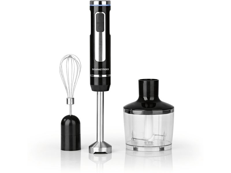 GOURMETmaxx Akku-Stabmixer LED Schwarz Kabelloses Stabmixer-Set