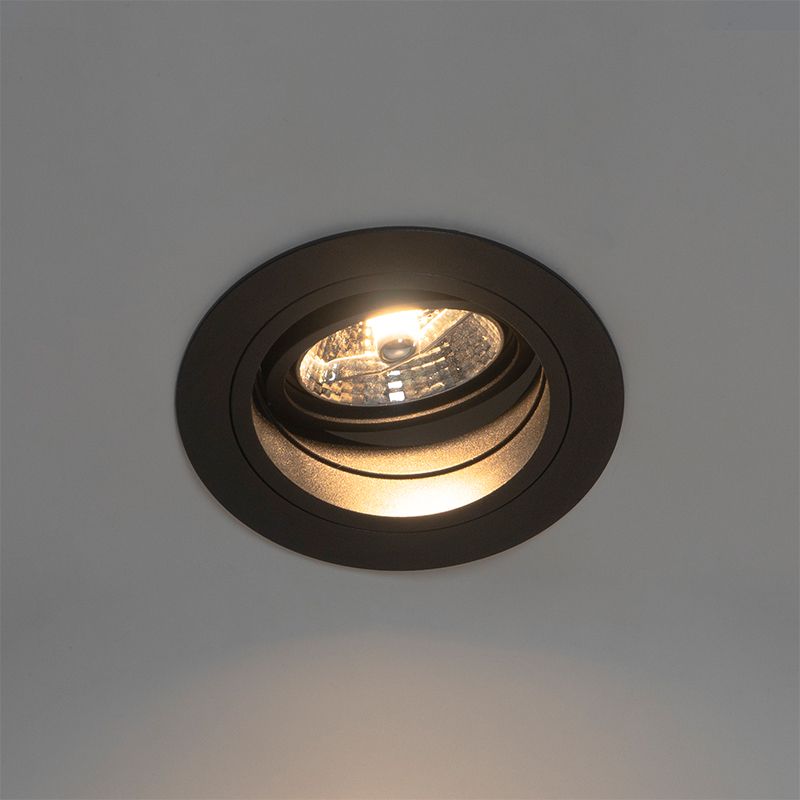Set van 6 Ronde inbouwspot zwart verstelbaar - Chuck 70