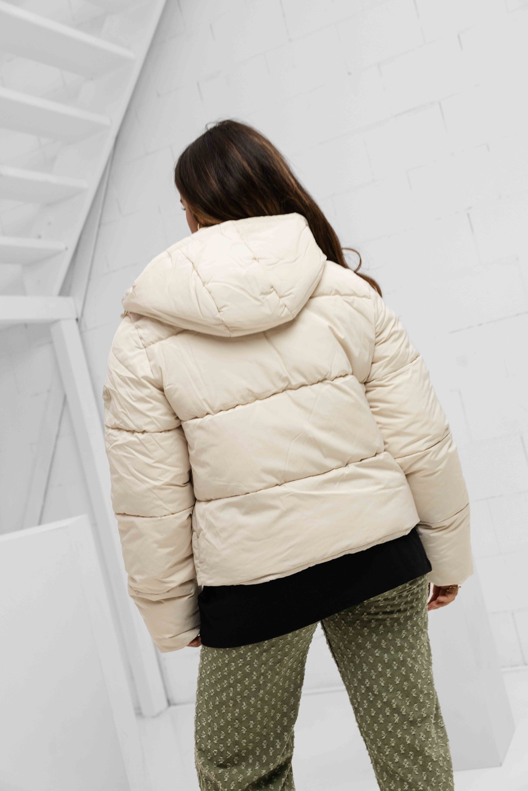 Malelions Signature Puffer Winterjas Dames Gebroken Wit