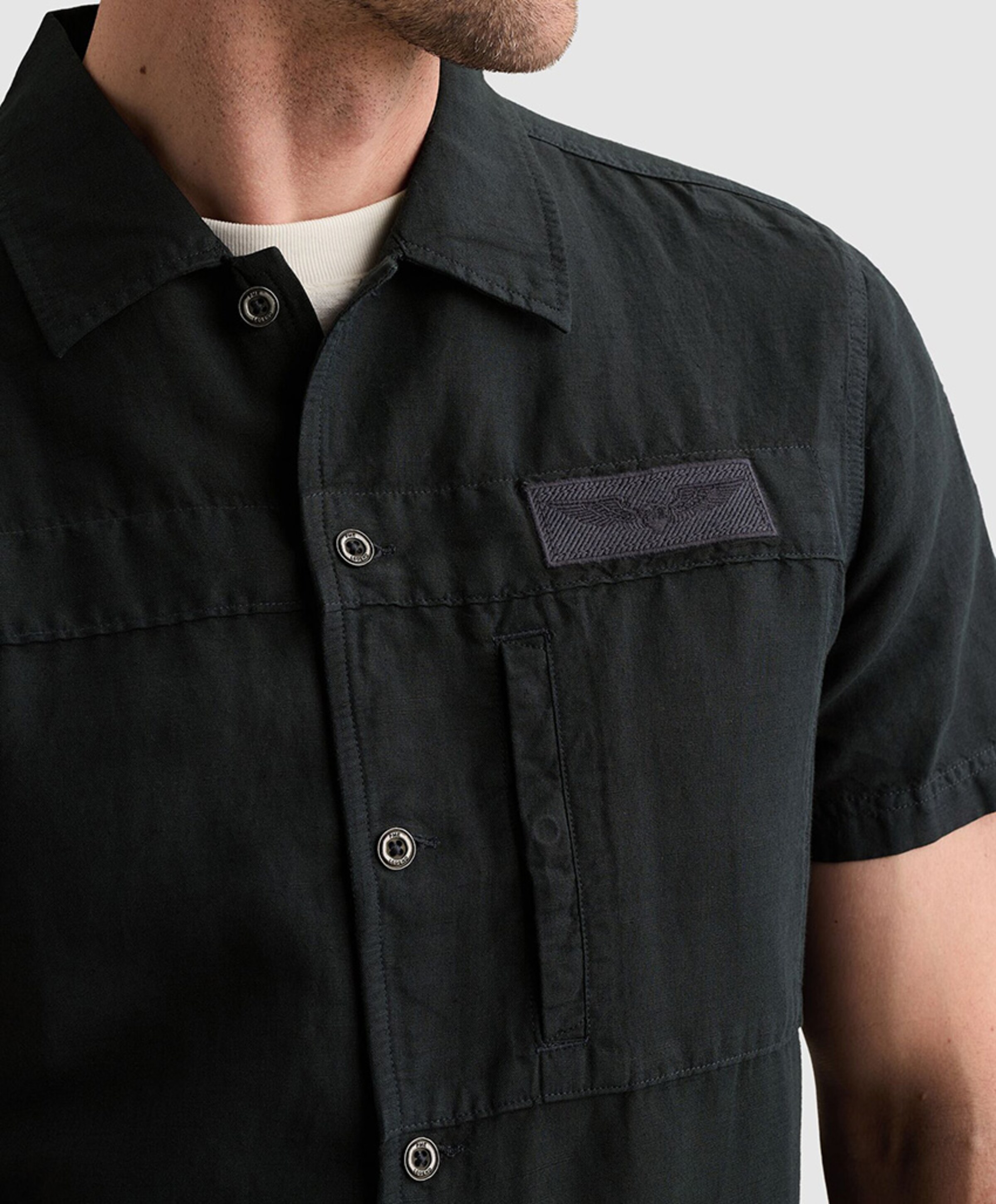 PME Legend Heren overhemd korte mouw blauw