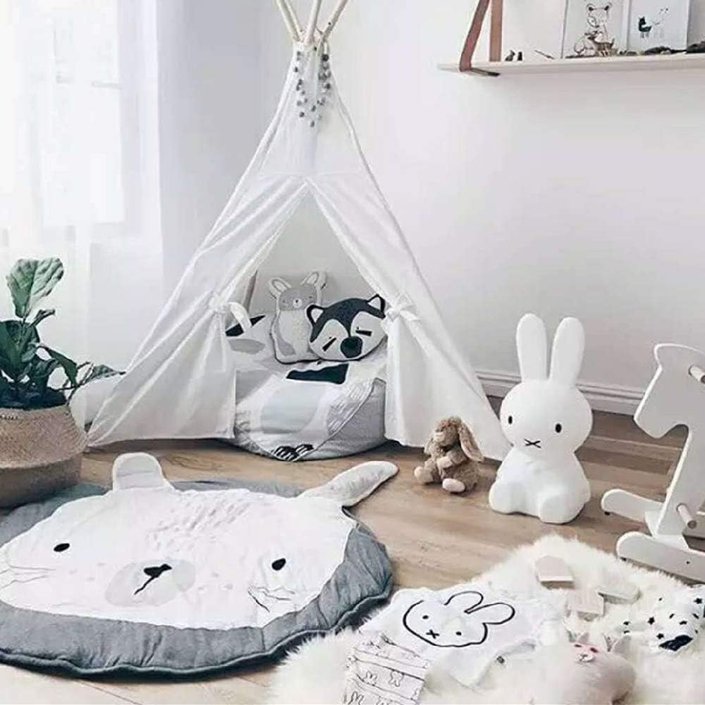 (Ø80cm) Baby Stoff Boden Kissen Runde Spielmatte Weiche Krabbel Decke Spiel Teppich - Maus