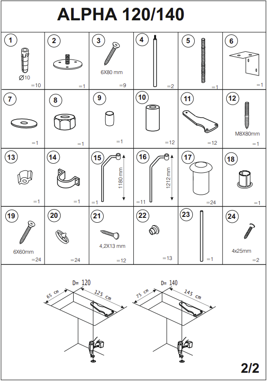 HandyStairs ruimtebesparende wenteltrap “Alpha” – 299 cm hoog – trappenhuis 125 x 65 cm – 12 treden van grenenhout