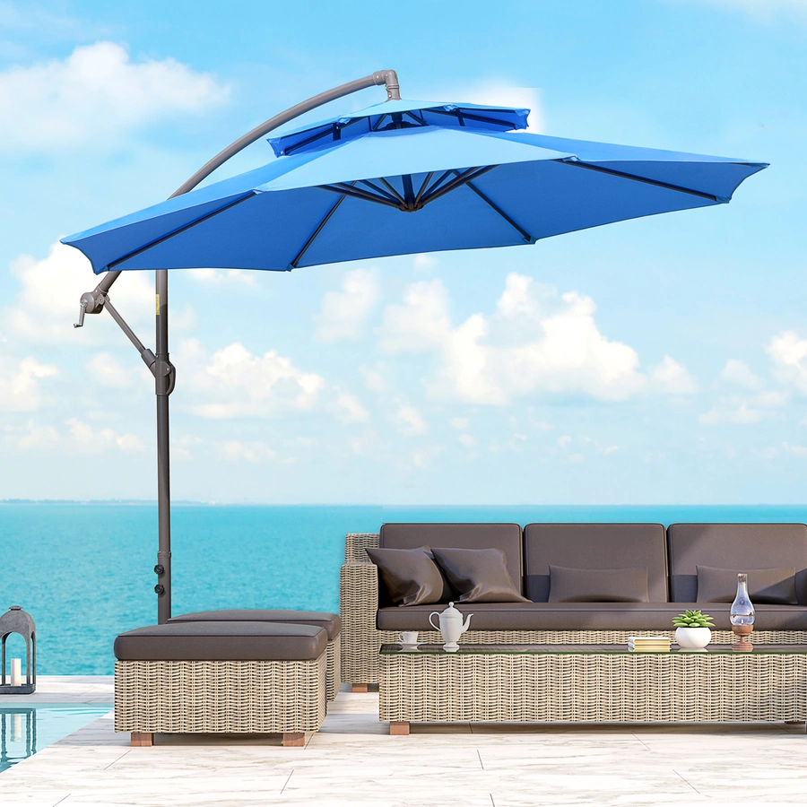 Outsunny Sonnenschirm mit Entlüftung blau