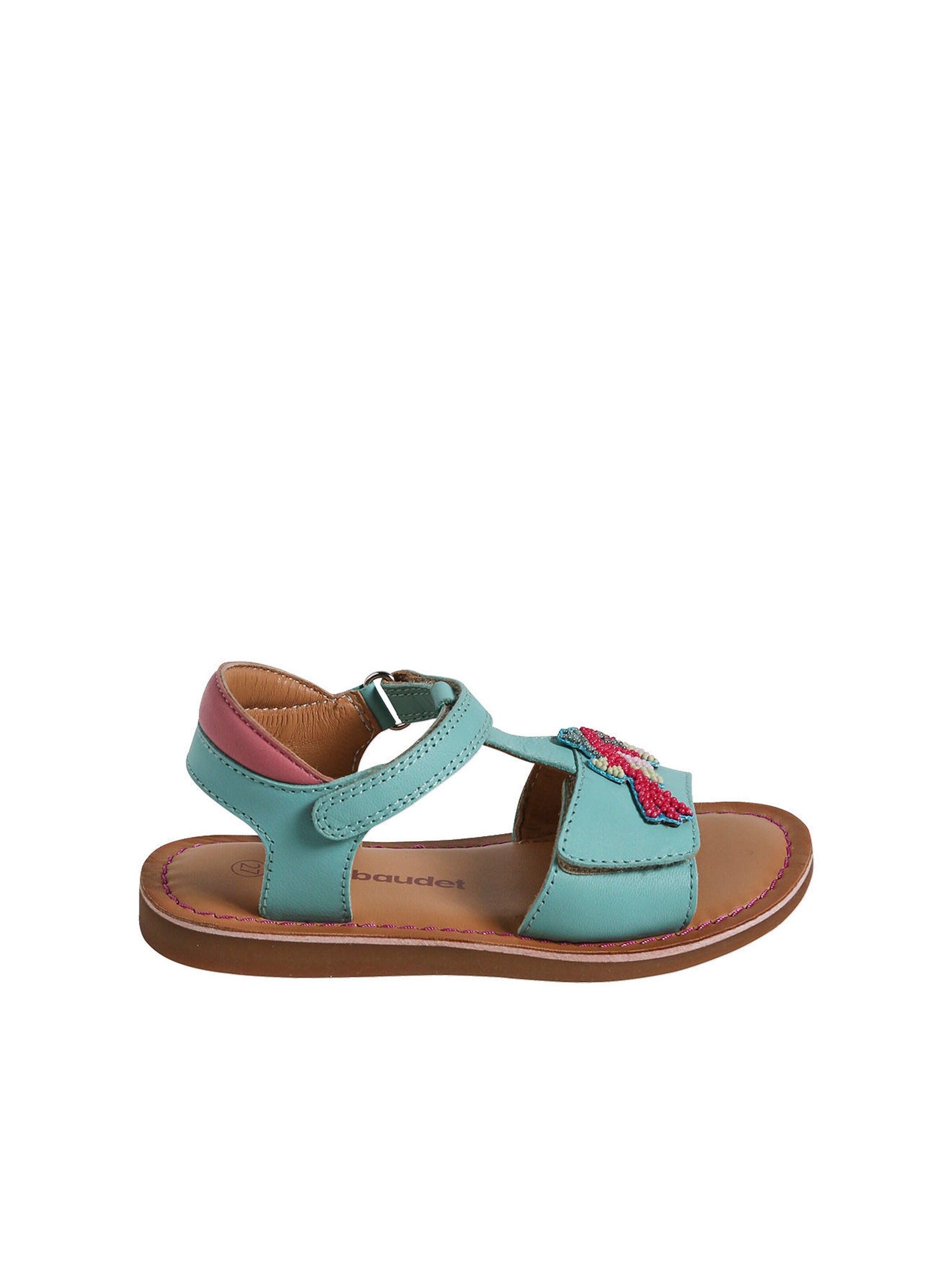 Vertbaudet Mädchen Klett-Sandalen mit Perlen türkis