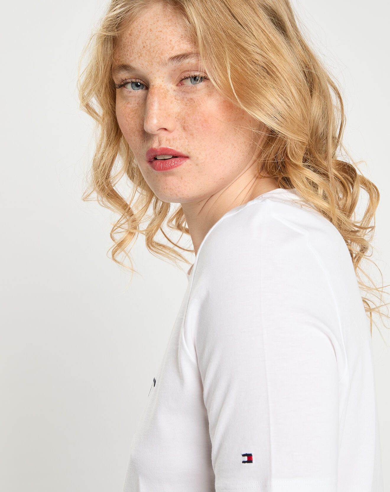 Tommy Hilfiger T-Shirt 100% Coton Bio Flag blanc