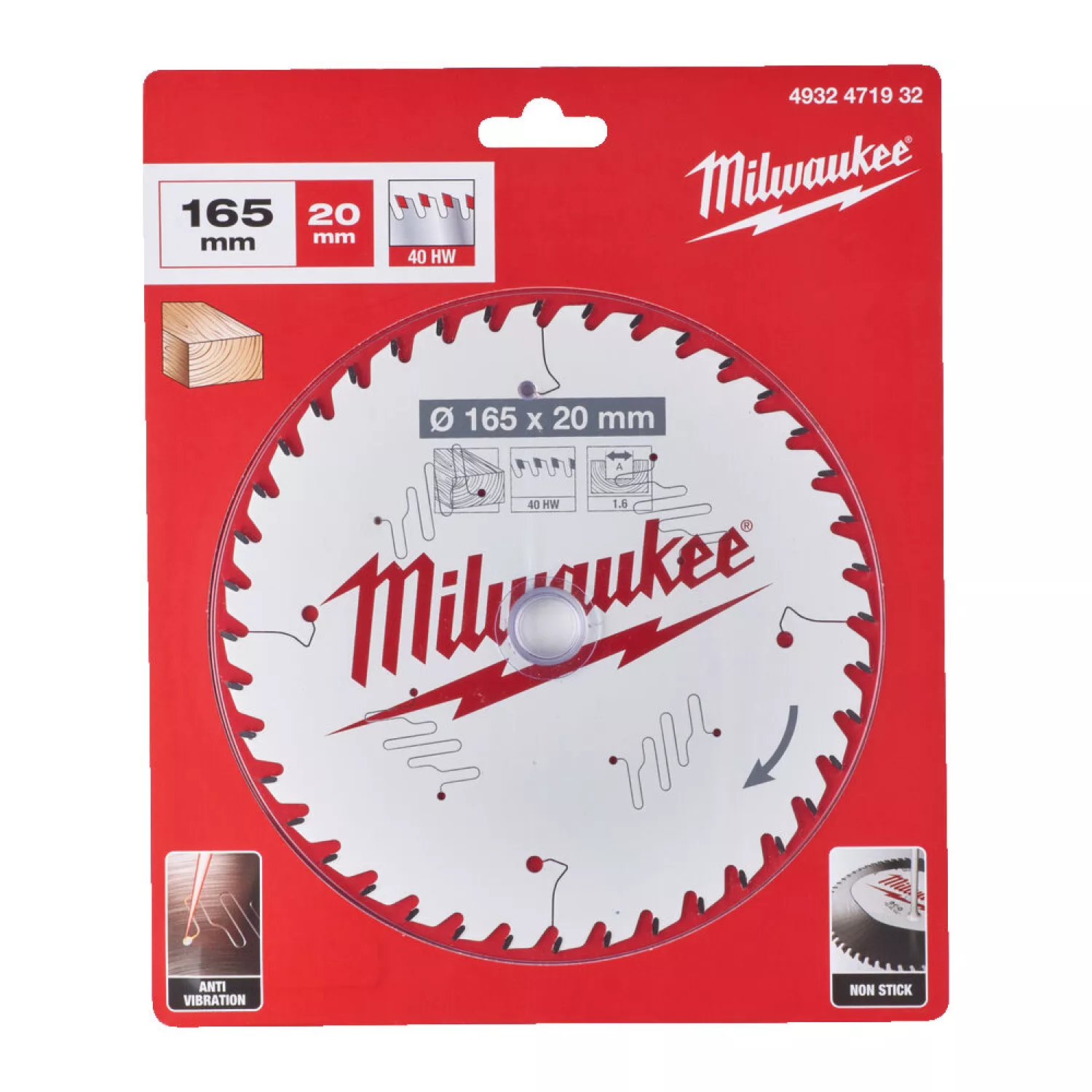Milwaukee 4932471932 Cirkelzaagblad - 165x20x1,6mm - 40T