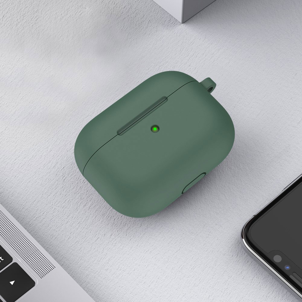 AirPods (3. Generation) Silikon Schutzhülle Abdeckung mit Karabinerhaken - Dunkelgrün