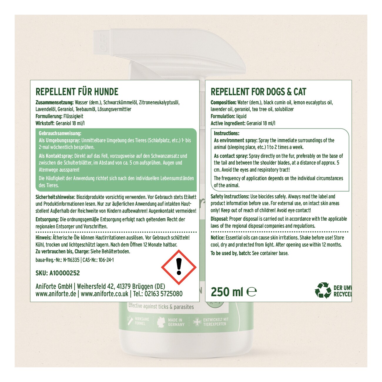 AniForte Zeckenspray für Hunde 250ml