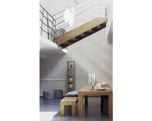 Vliesbehang 96255-1 New Life Cube 3D look beige