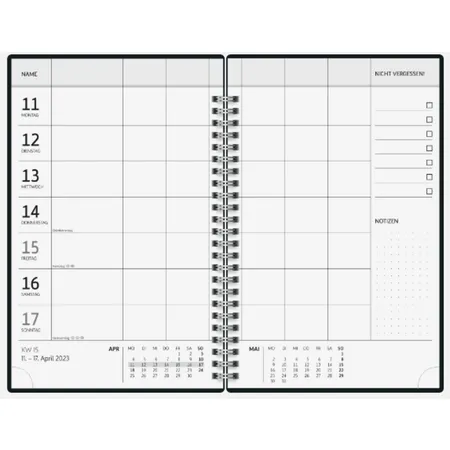 BRUNNEN Familienplaner Buchkalender A5, 2S/1W-14 Mon, 2023