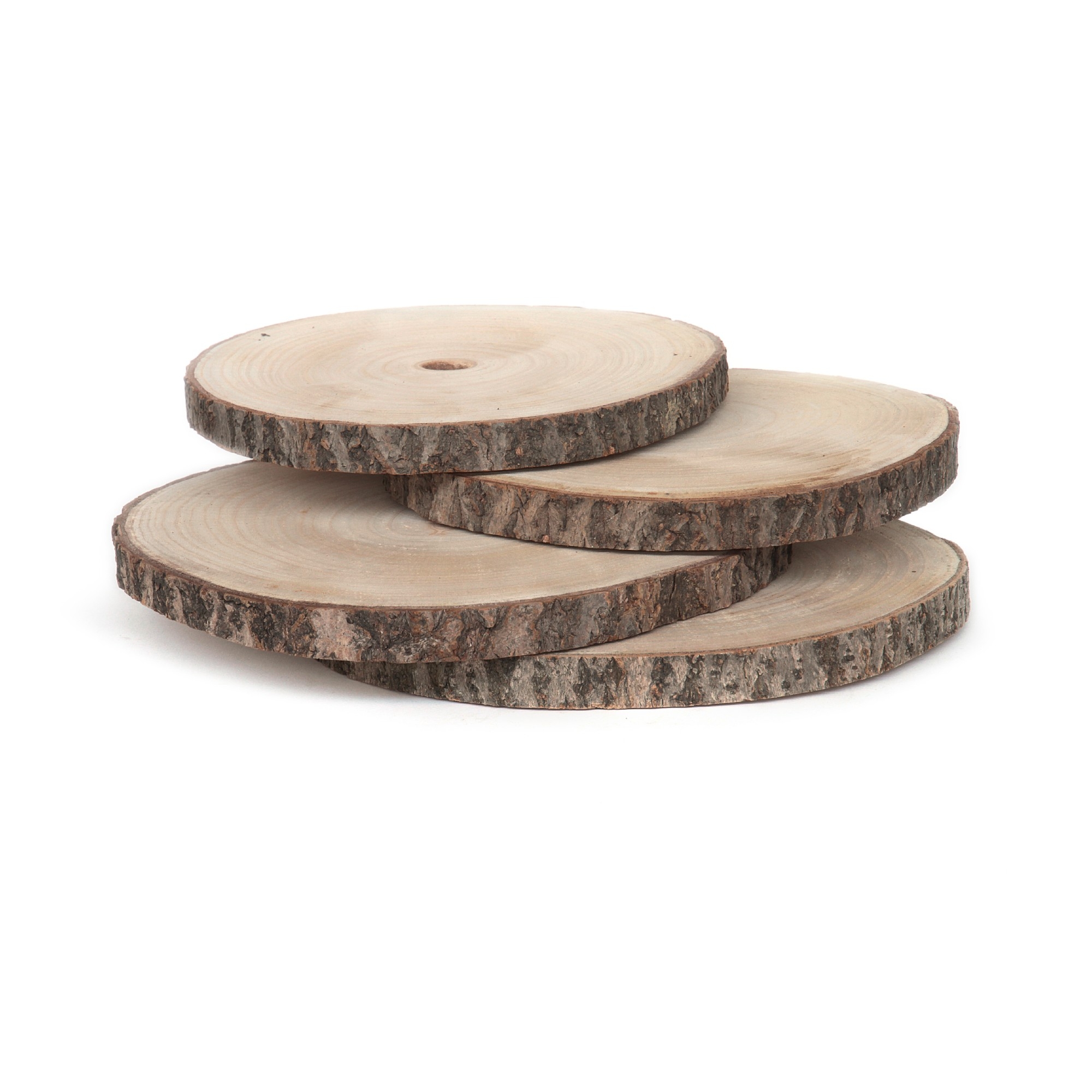Holzscheiben, unbehandelt, 4er-Pack, natur, Ø 25-30 cm, H 2 cm günstig bestellen