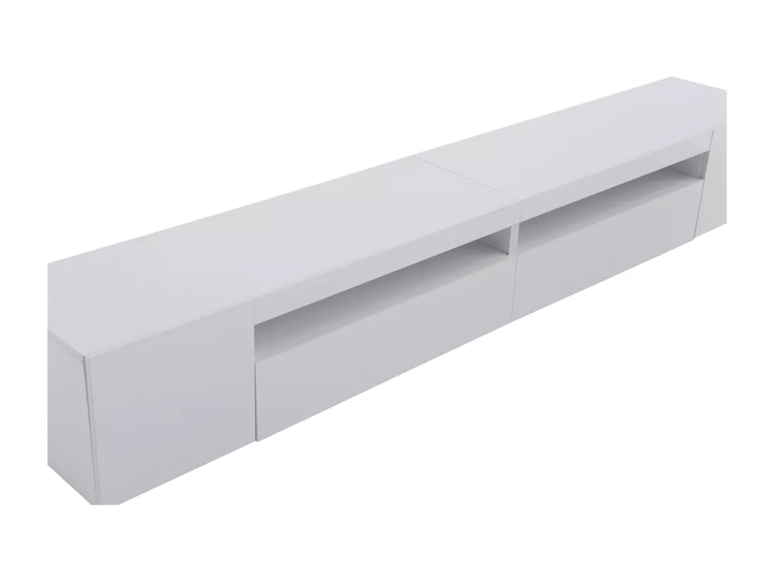 Meuble TV moderne blanc, panneau lumineux, éclairage LED variable, salon et salle à manger 240cm (panneau brillant, pas brillant)