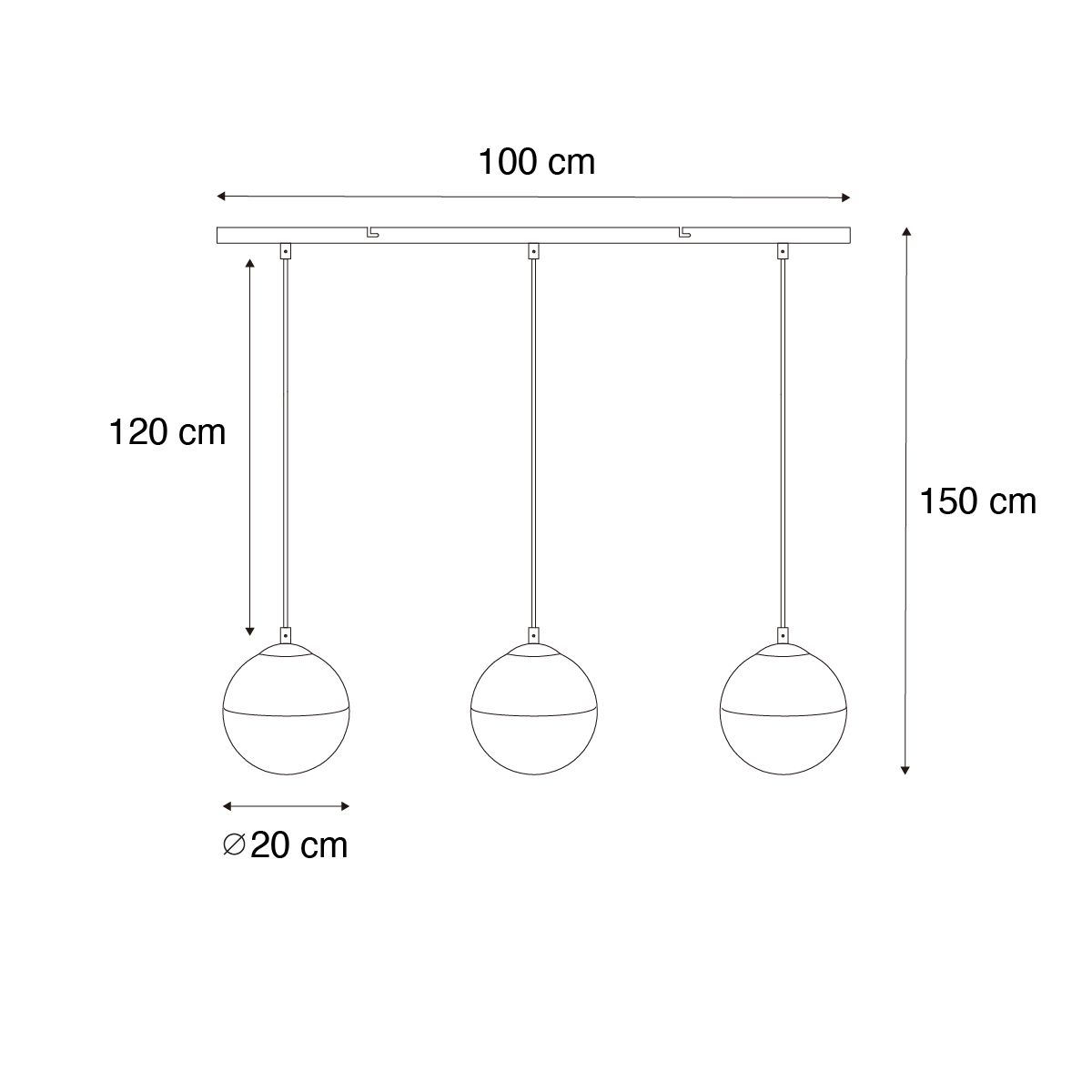 Retro hanglamp zwart met helder glas langwerpig 3-lichts - Eclipse