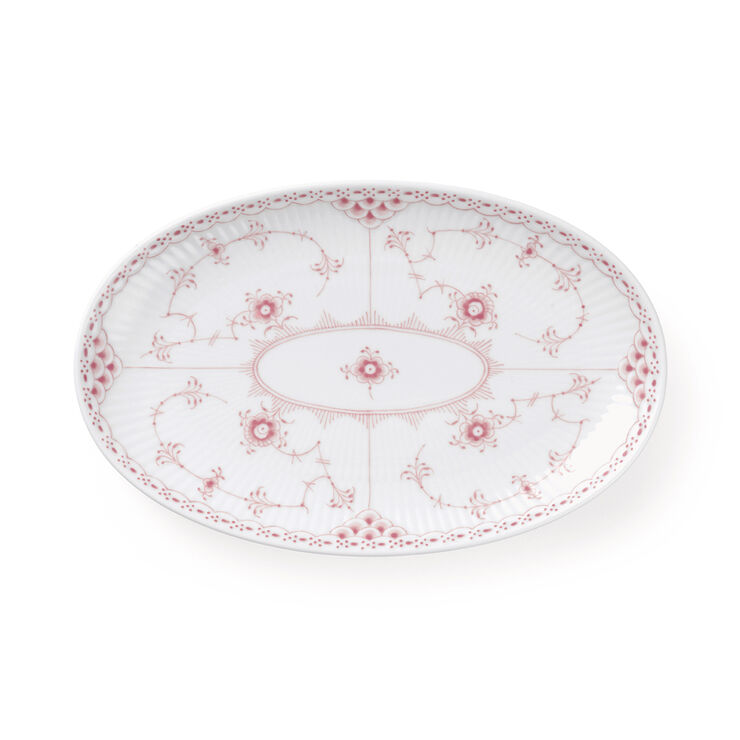 Royal Copenhagen Coral Fl Half Lace Oval Asiette 23,5cm Hvid