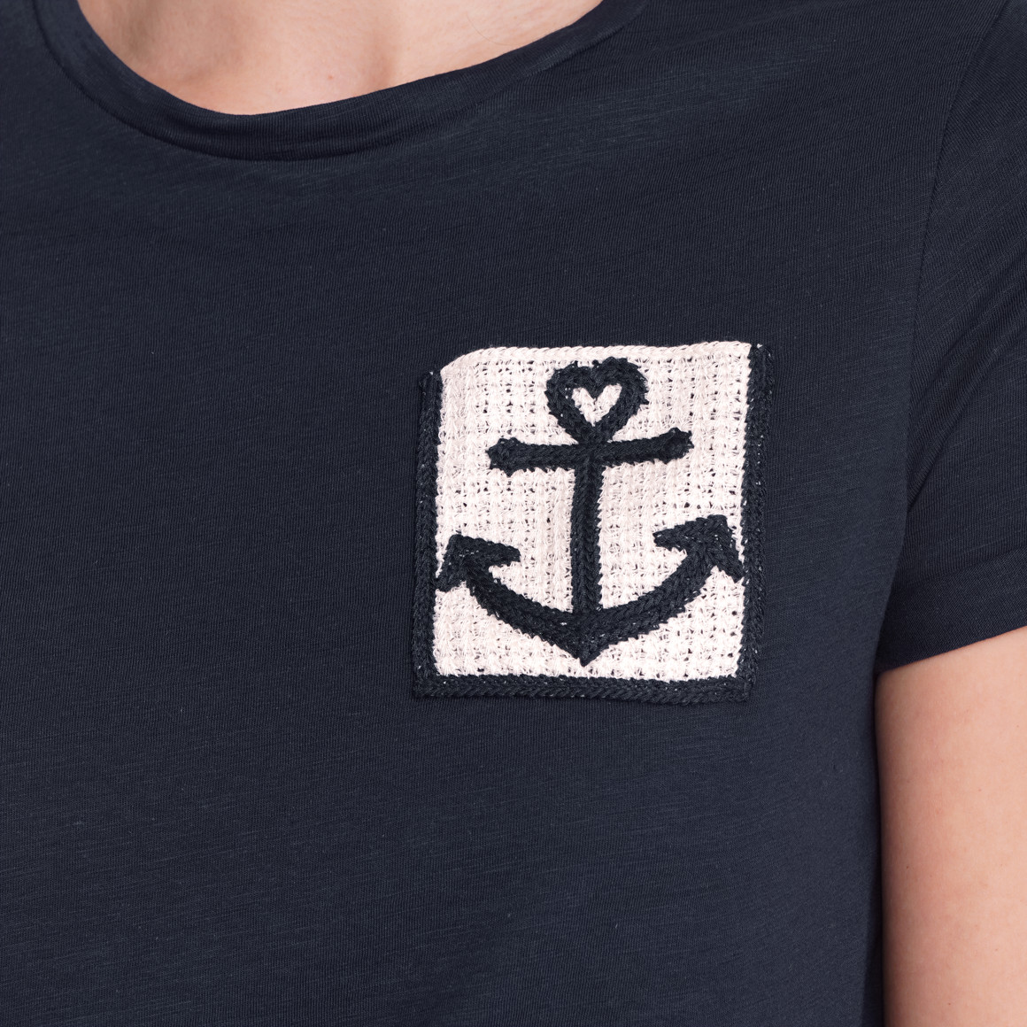 Gina Damen T-Shirt mit Brusttasche dunkelblau