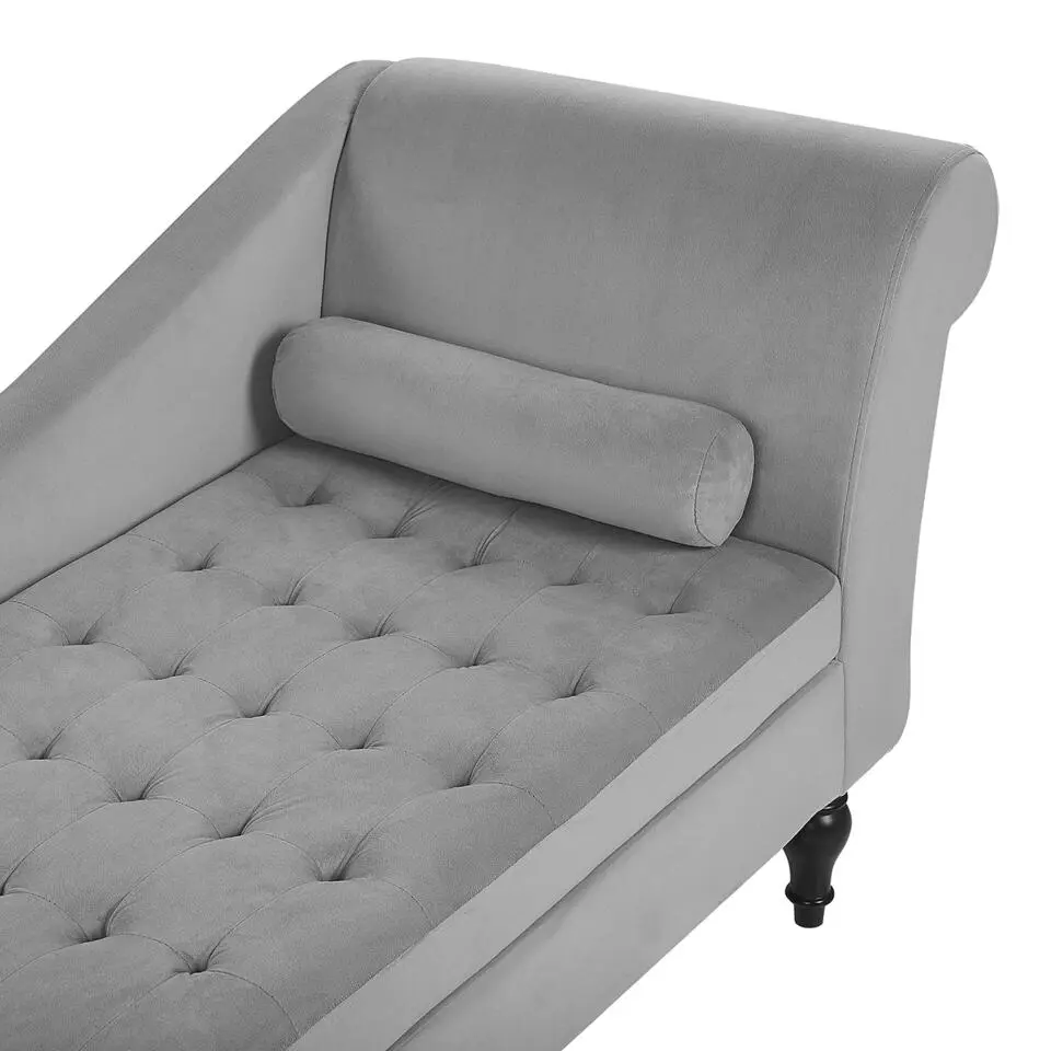 PESSAC - Chaise longue - Grijs - Rechterzijde - Fluweel