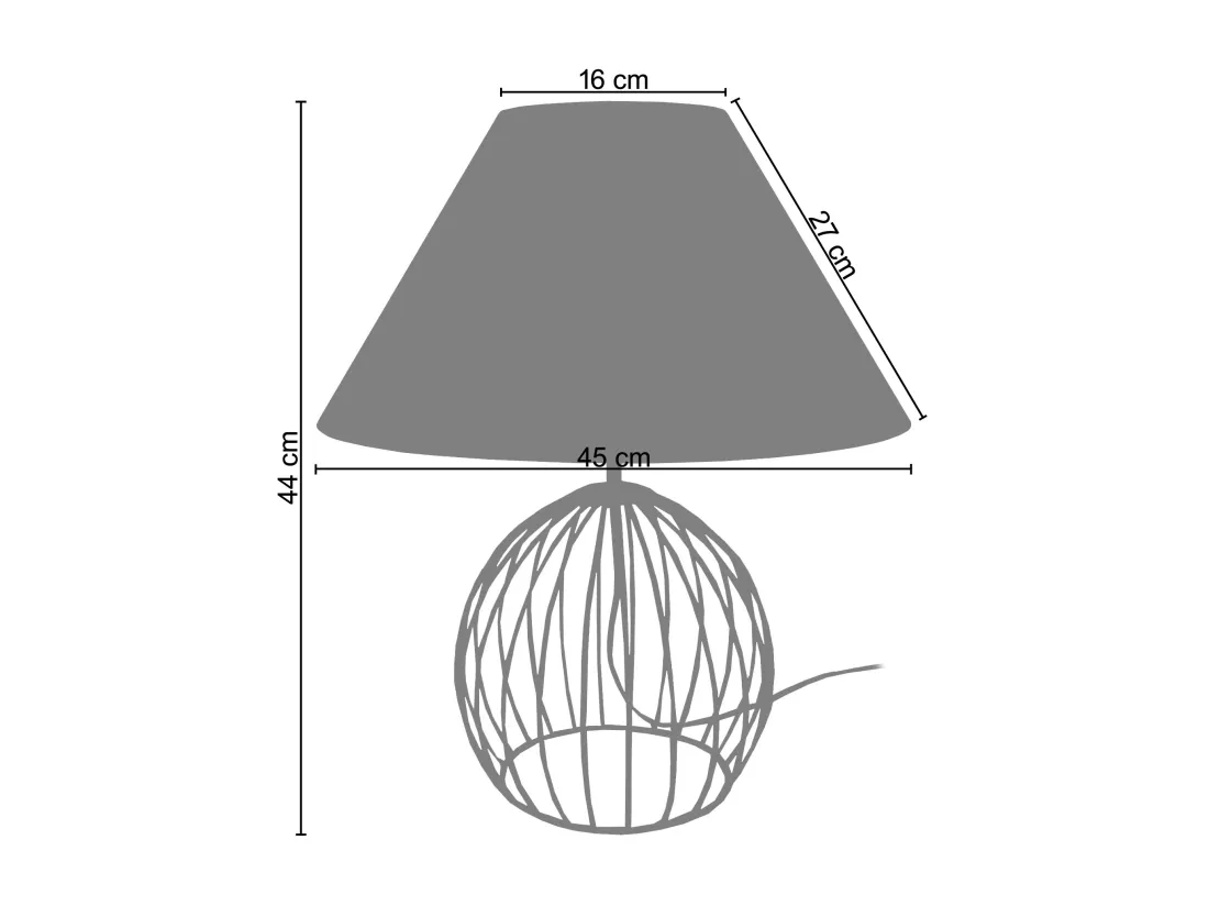 Lampe de salonfilaire métal, vert 44 cm.
