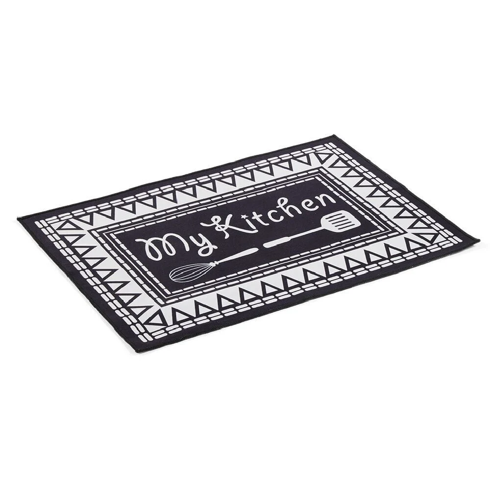 Tapis de cuisine My Kitchen noir et blanc 50x70cm