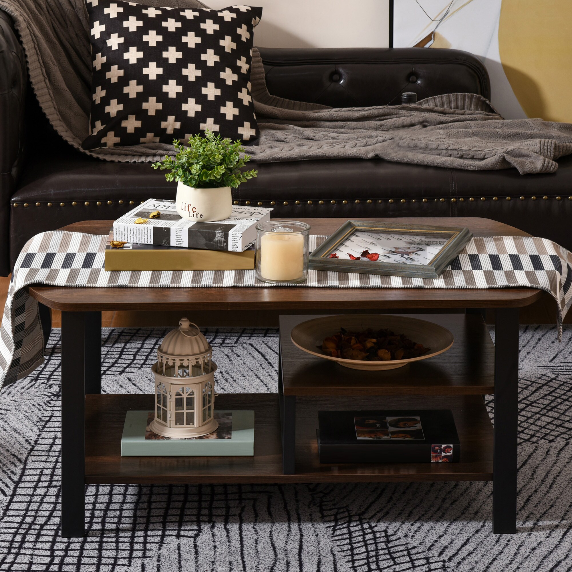 HOMCOM Couchtisch im industriellen Stil braun 100 x 60 x 46 cm (BxTxH)