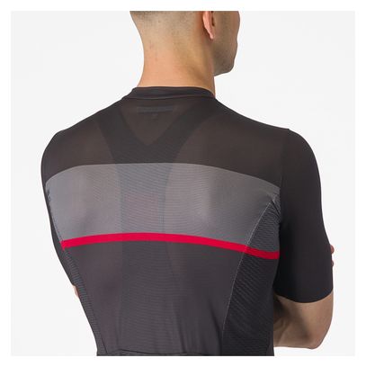Maillot Manches Courtes Castelli Tradizione Gris/Rouge
