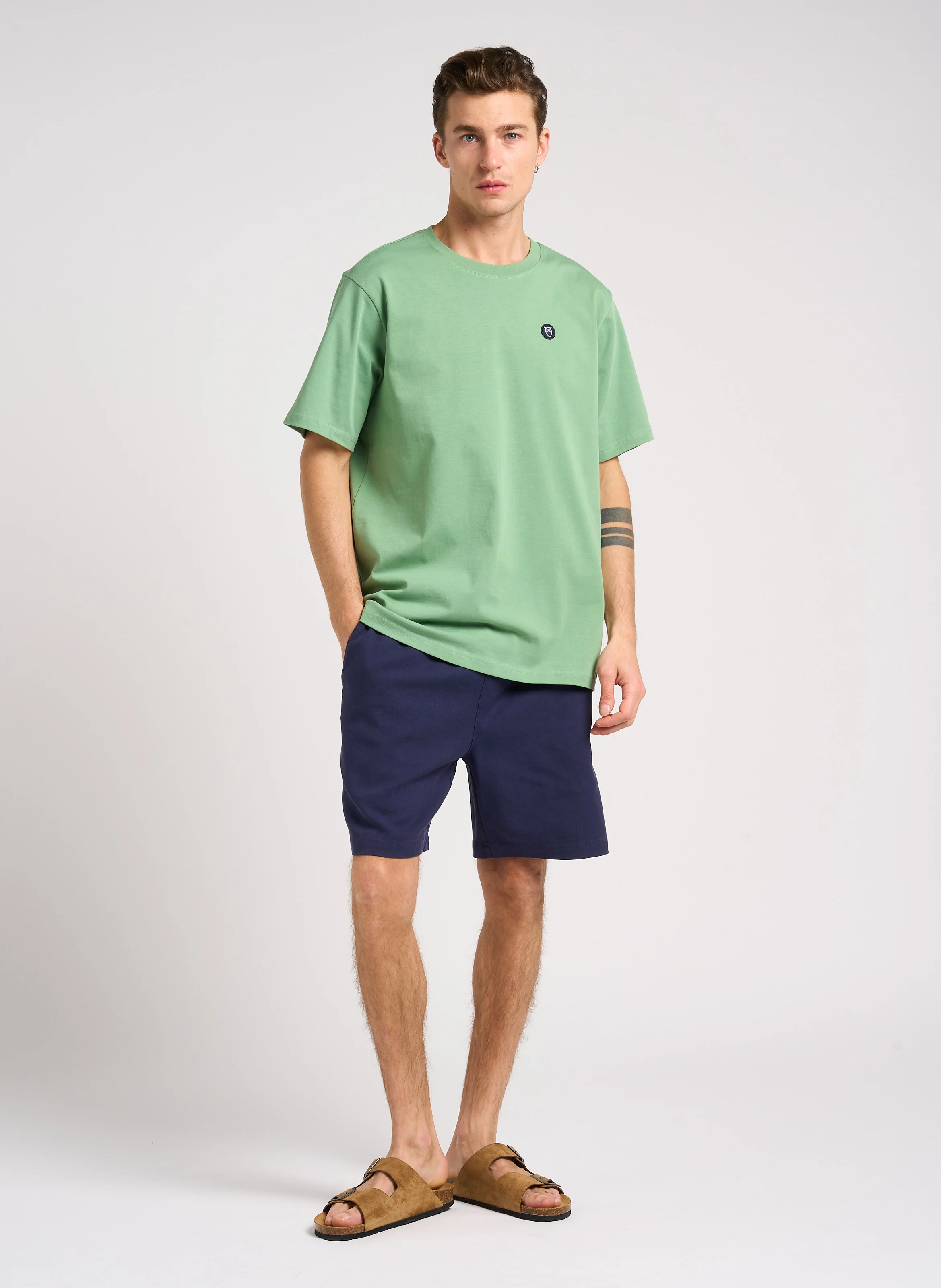 Tee-shirt col rond regular-fit en coton bio | Vert