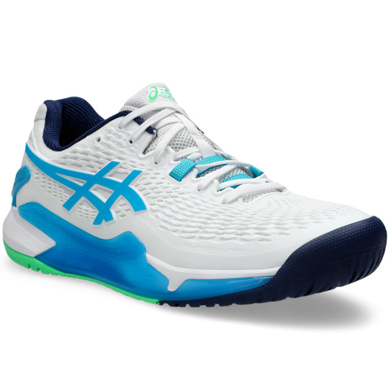 Asics Gel Resolution 9 All Court blanc-bleu-vert