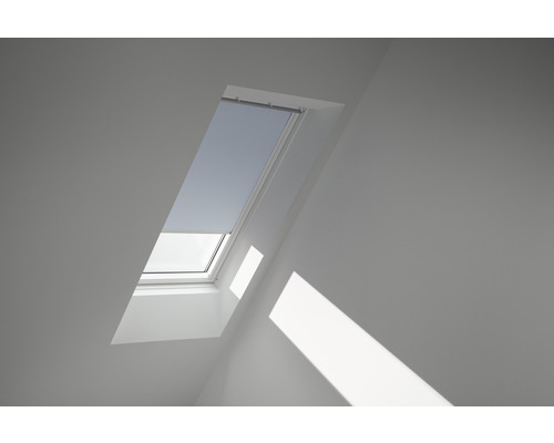 VELUX verduisterend rolgordijn, effen hemelsblauw, handmatig, wit frame, DKL C02 4576SWL