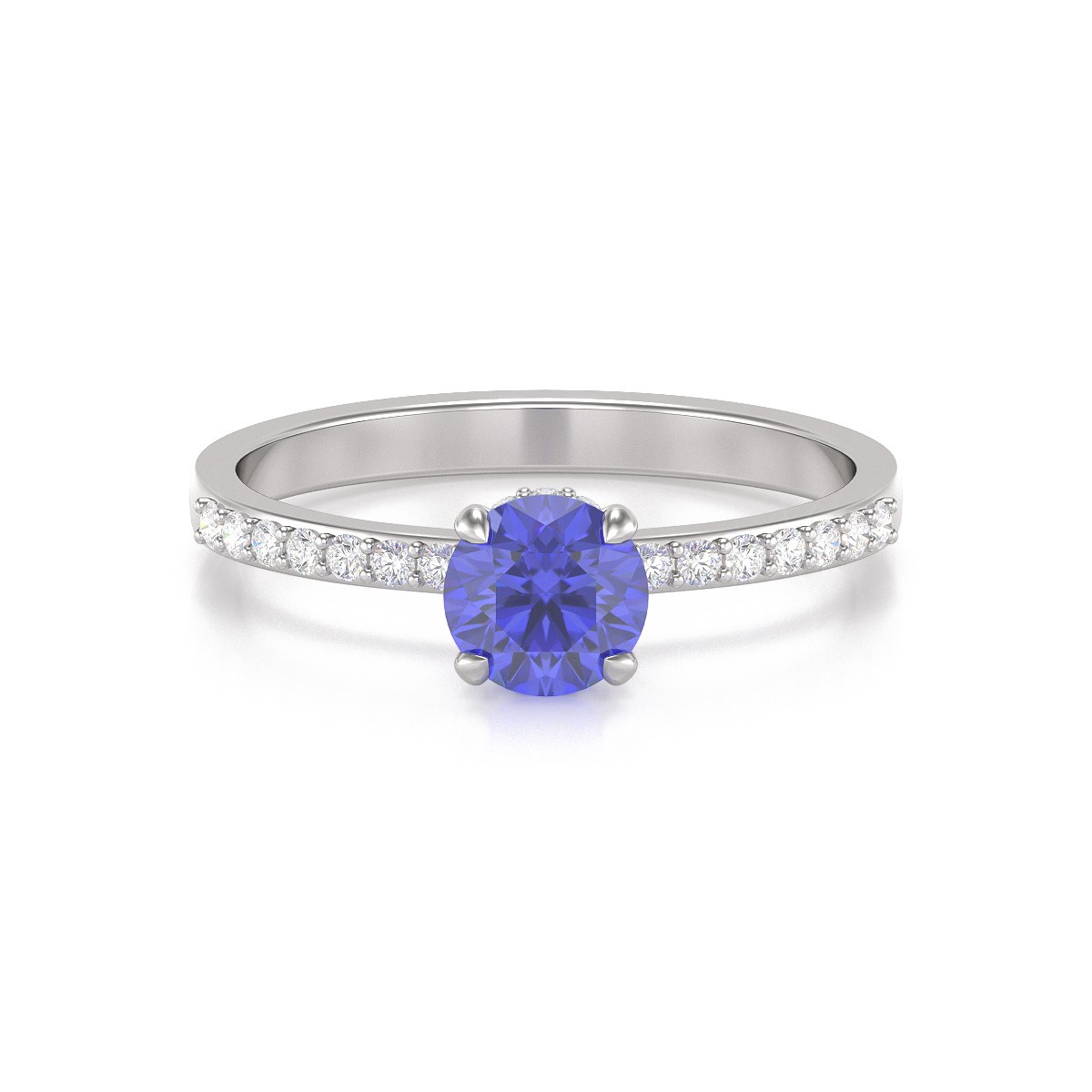 Bague ADEN Or 585 Blanc Tanzanite et diamants 2.4grs