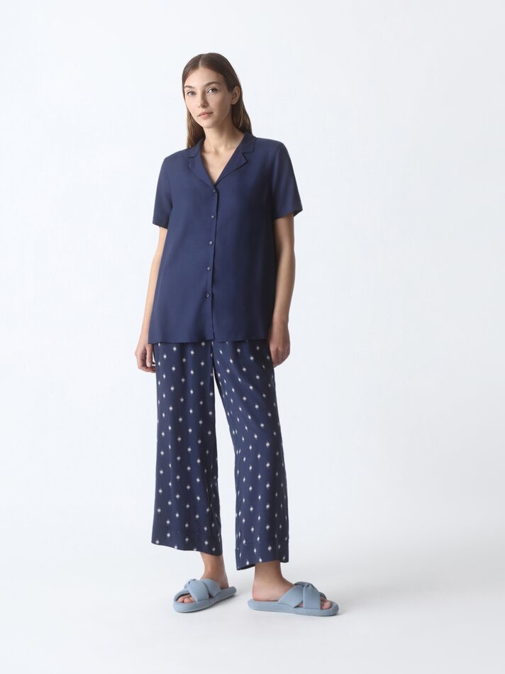 Conjunto de pijama estampado - Azul-marinho