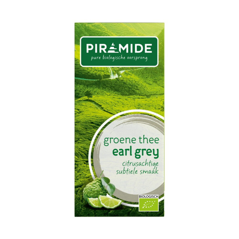 3x Piramide Biologische Groene Theezakjes Earl Grey20 stuks