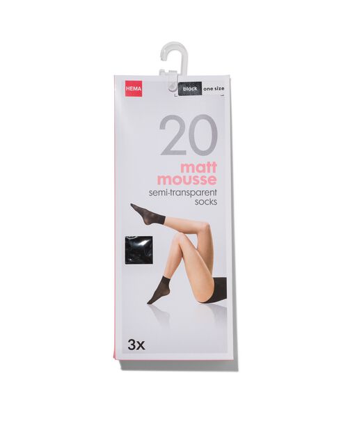 3 paires de socquettes en voile semi-transparente 20 deniers