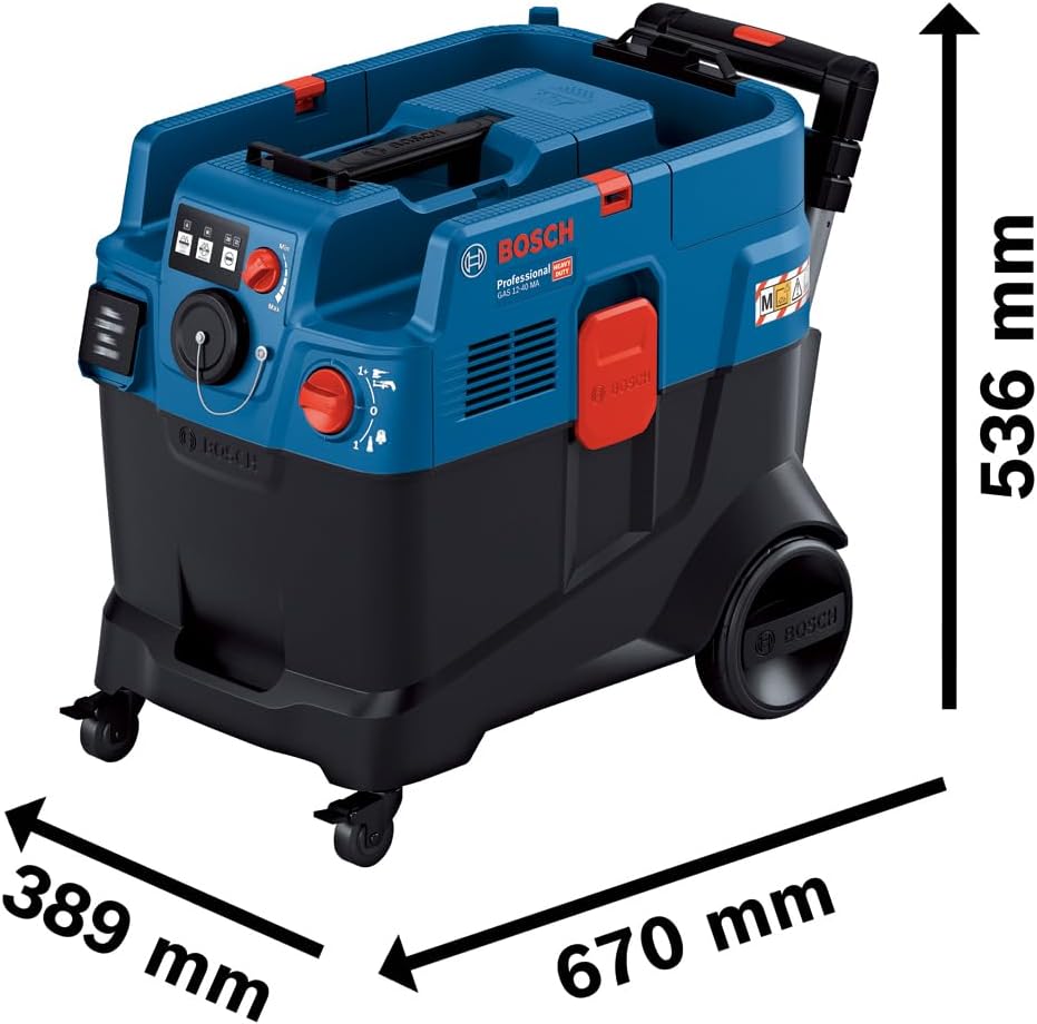 Bosch Professional Allessauger Gas 12-40 MA (1200 W, automatische Filterreinigung (AFC), inkl. Hauptfilter, Schlauch, Kombi-Werkzeugadapter, Kombi-Bürstendüse)