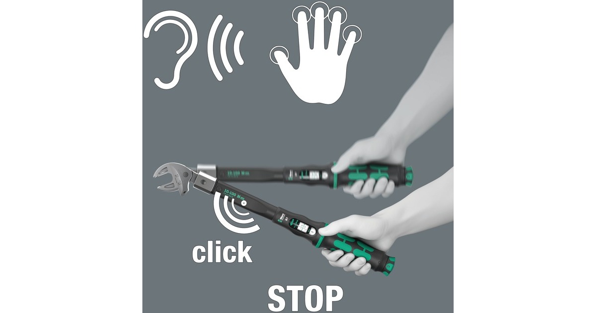 WeraClick-Torque X 7 draaimomentsleutel voor insteekgereedschappen  (Zwart/groen, 10-100 Nm)