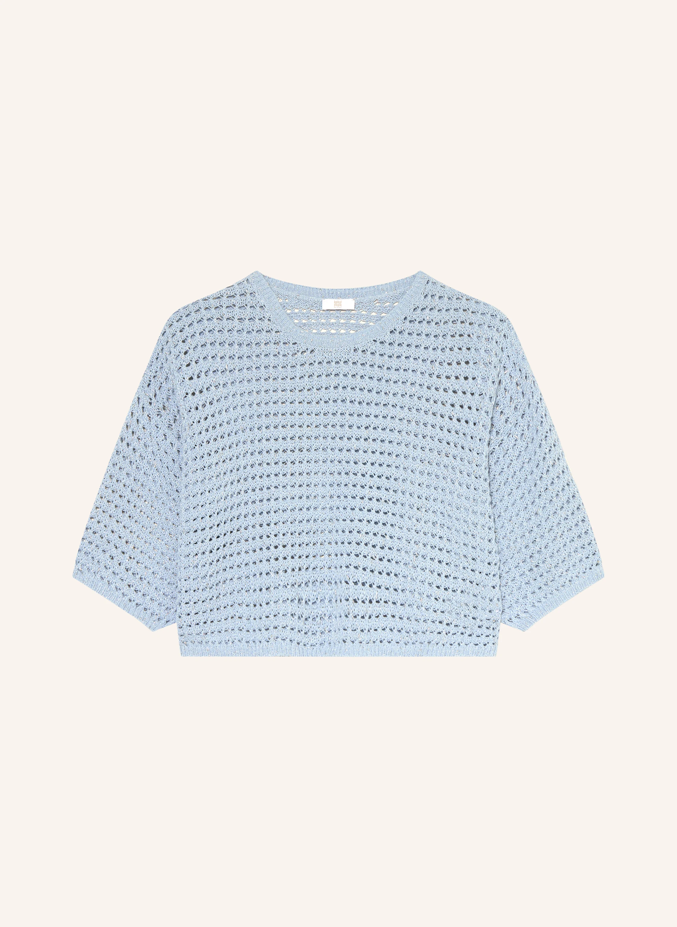 RIANI Cropped-Strickshirt mit 3/4-Arm und Glitzergarn