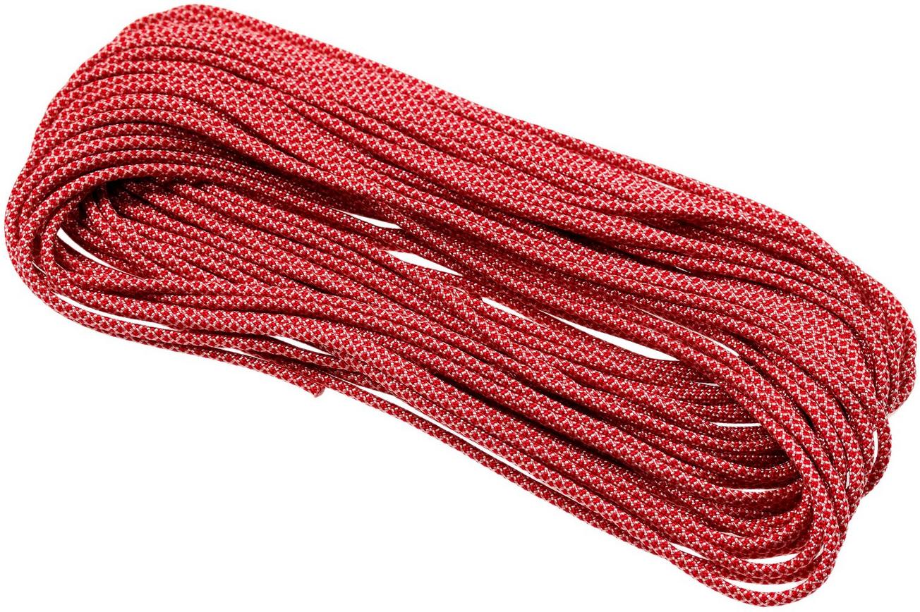 Knivesandtools 550 paracord type III, kleur: cream with imperial red diamonds - 50 ft (15,24 meter)