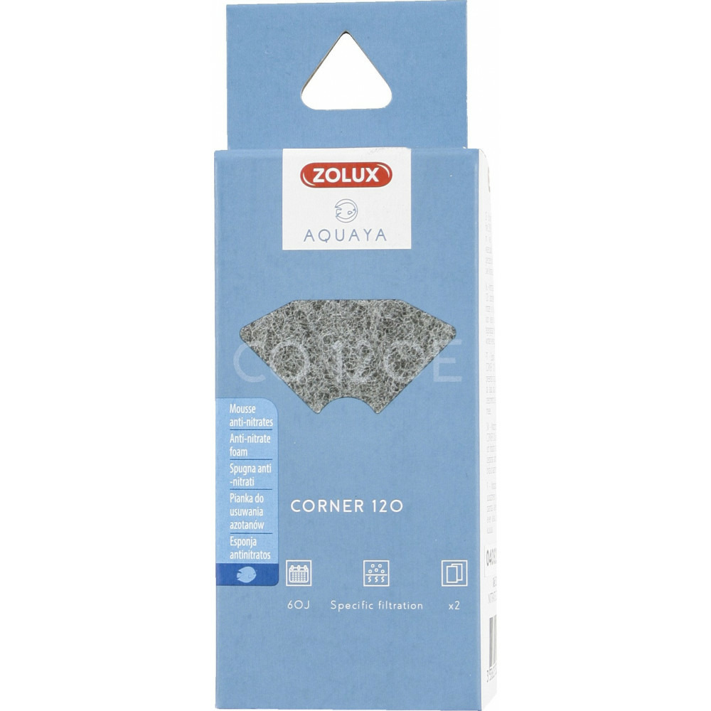 Filtre pour pompe corner 120, filtre co 120 e mousse anti-nitrates x 2. Pou