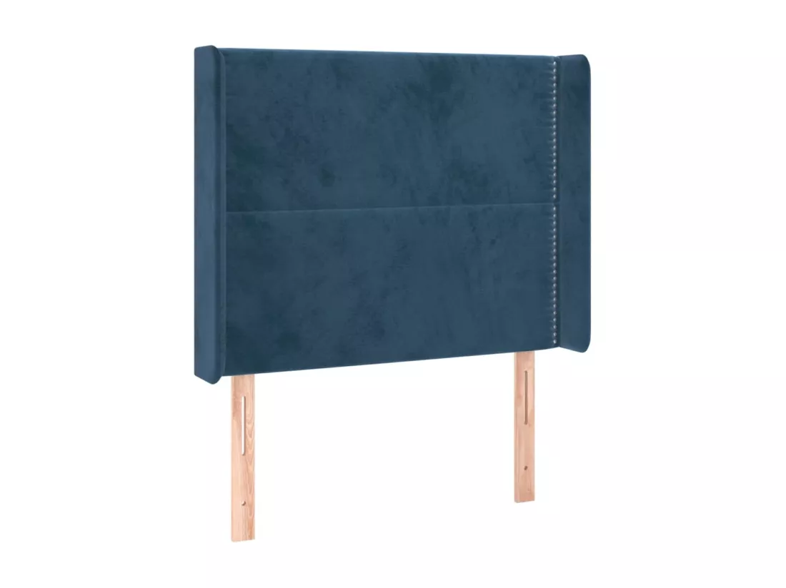 Sommier tapissier et matelas et LED Bleu foncé 90x190cm Velours