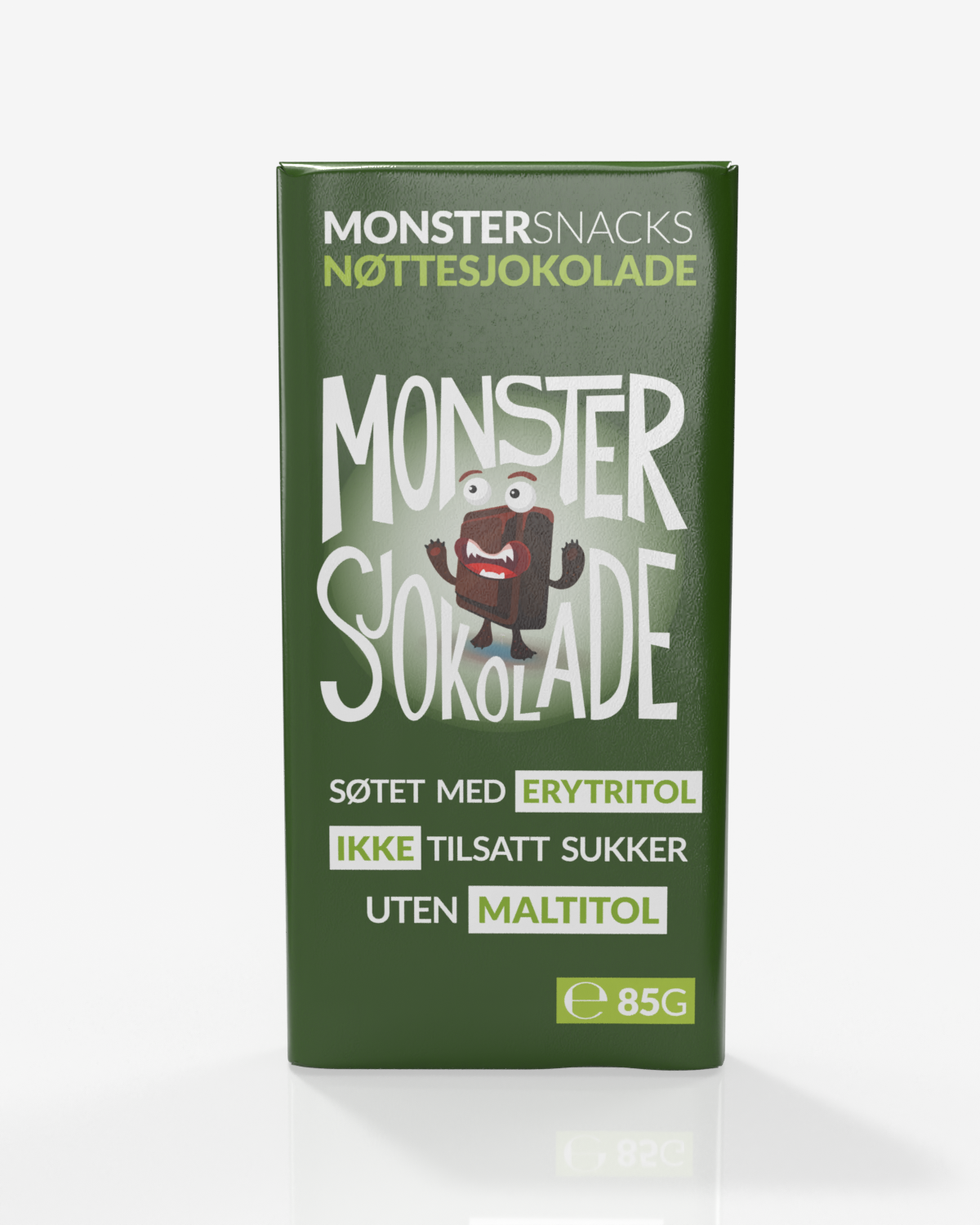 Monster Lavkarbo Belgisk Melkesjokolade m\Nøtter – UTEN MALTITOL 3x85g