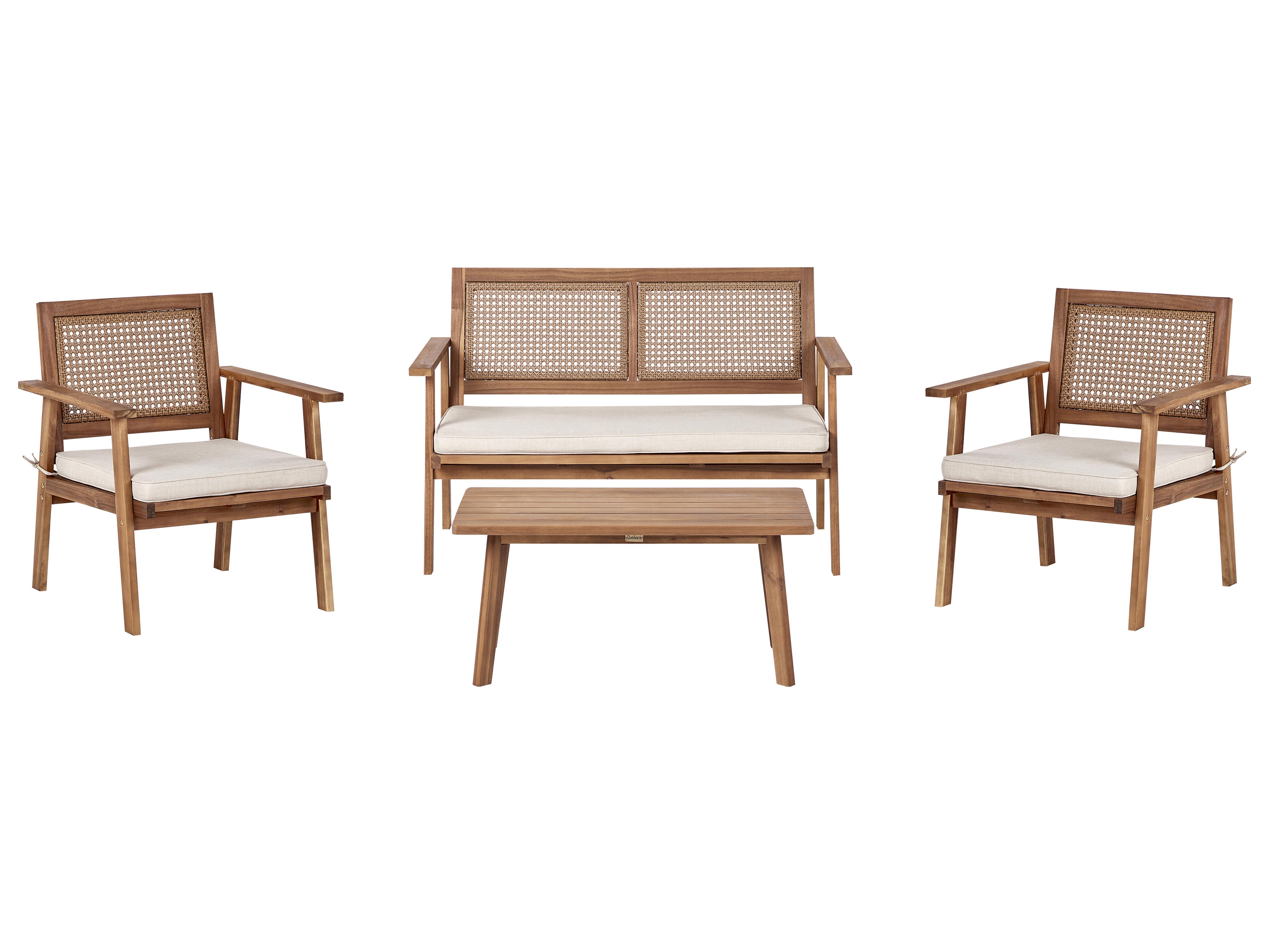 Loungeset met tafel 4-zits ARENELLA Gecertificeerd acaciahout Lichtbeige