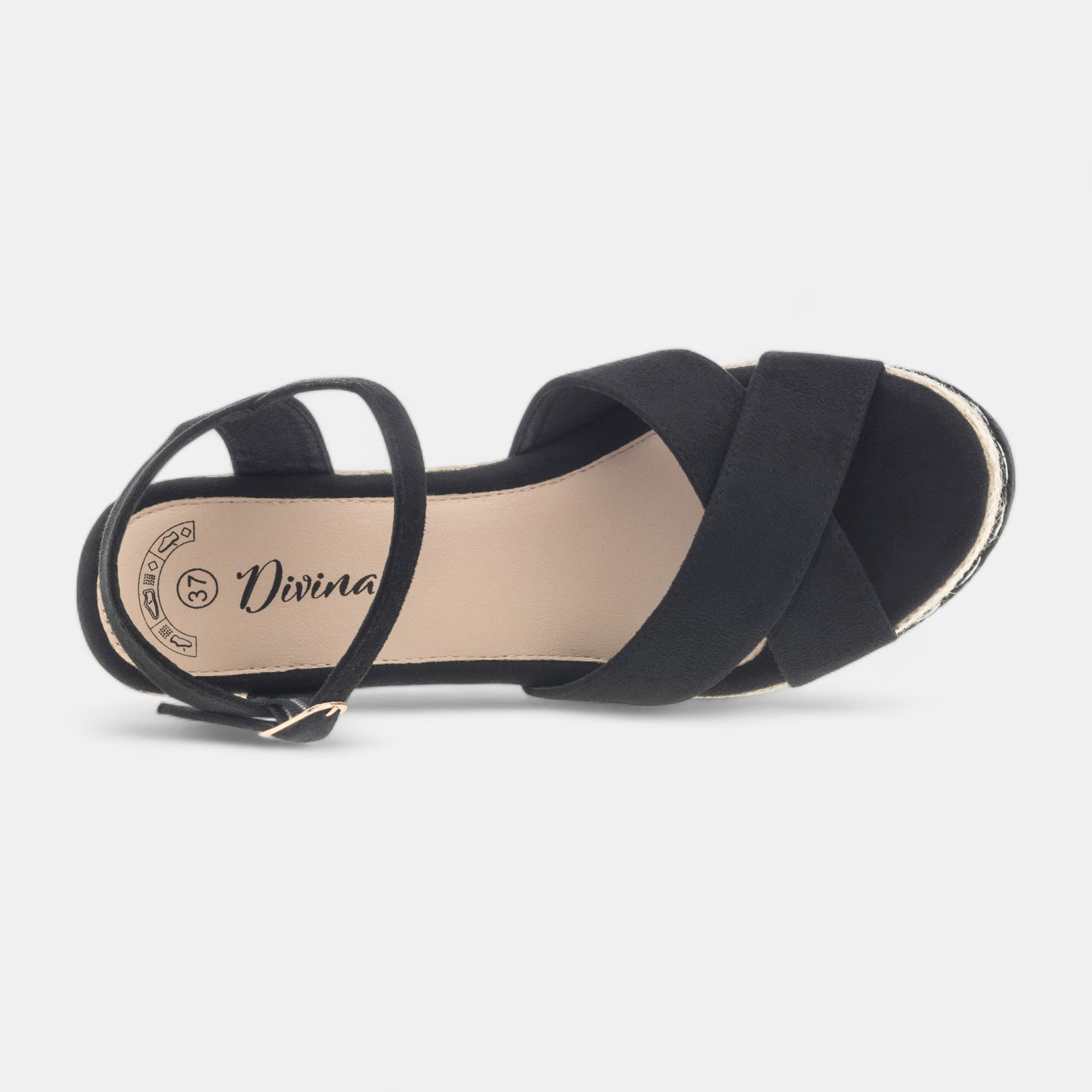 Espadrilles à talon compensé Femme noir